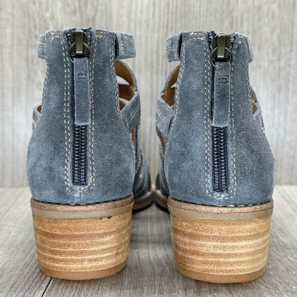 Comfortiva Sandals Women 8M Betha Open Front Stacked Heel Gladiator Leather Gray - Picture 5 of 14